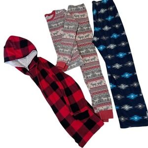 Boys XL X-Large Lot of 3 Pajamas Fleece Thermal Separates One Piece‎ Pants 14